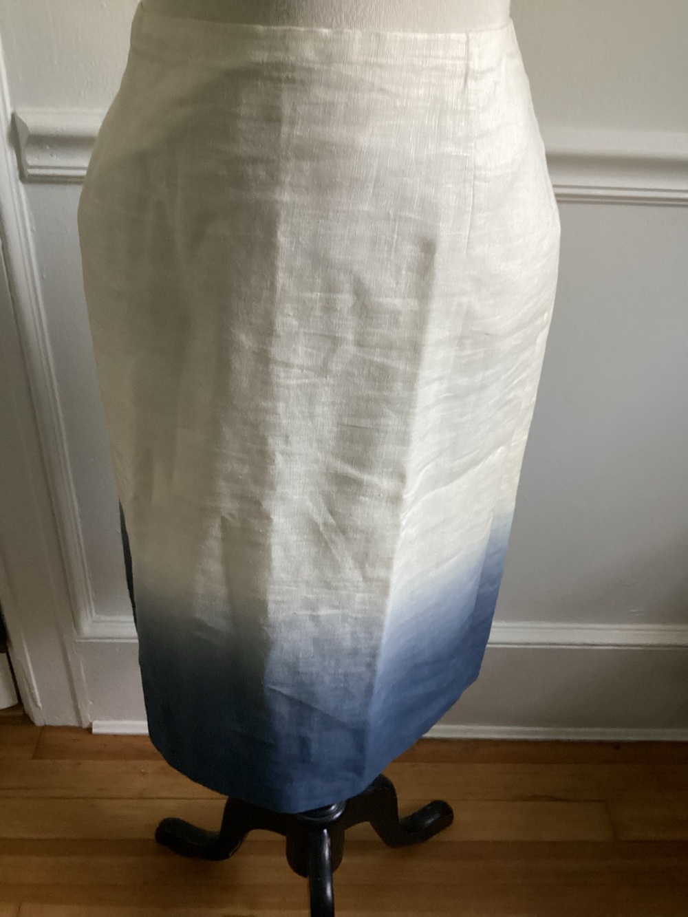 J. Crew Women's Ombre White to Blue Linen Blend Pencil Skirt